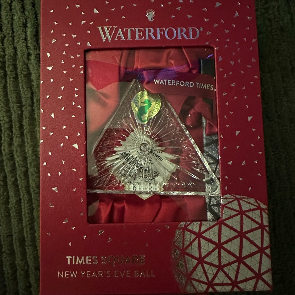 Waterford Crystal 2016 Time Square New Year’s Eve ball Ornament with Red Ribbon